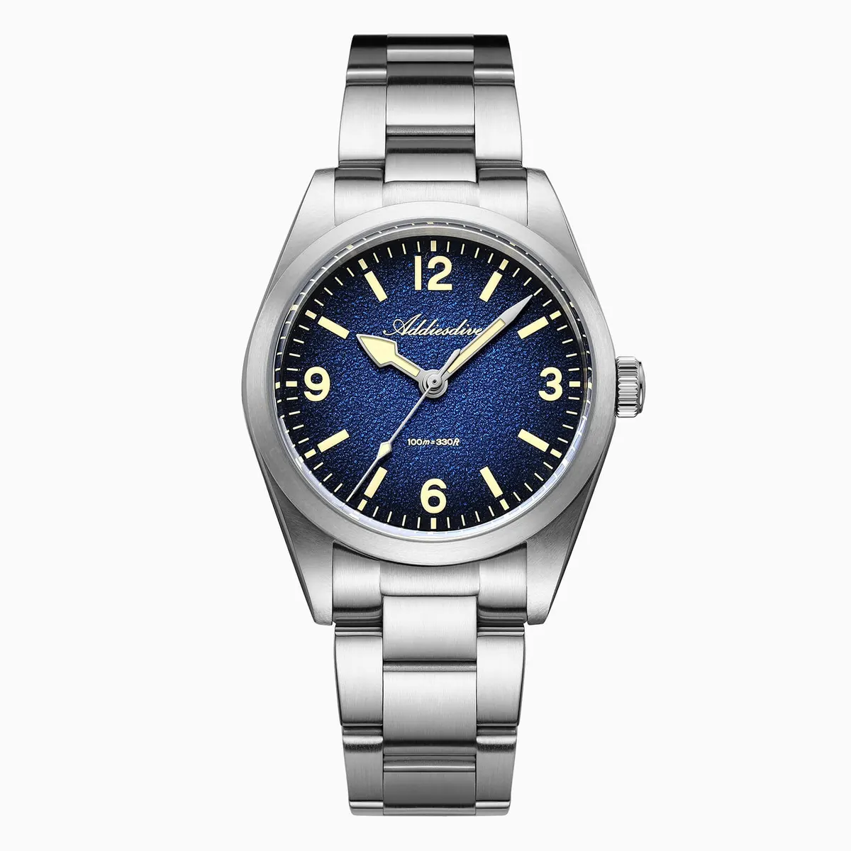 Montre Addiesdive AD2544 Quartz 36 mm – Bleu / Bracelet acier