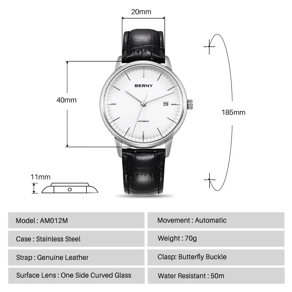 Montre Berny AM012M – Blanc