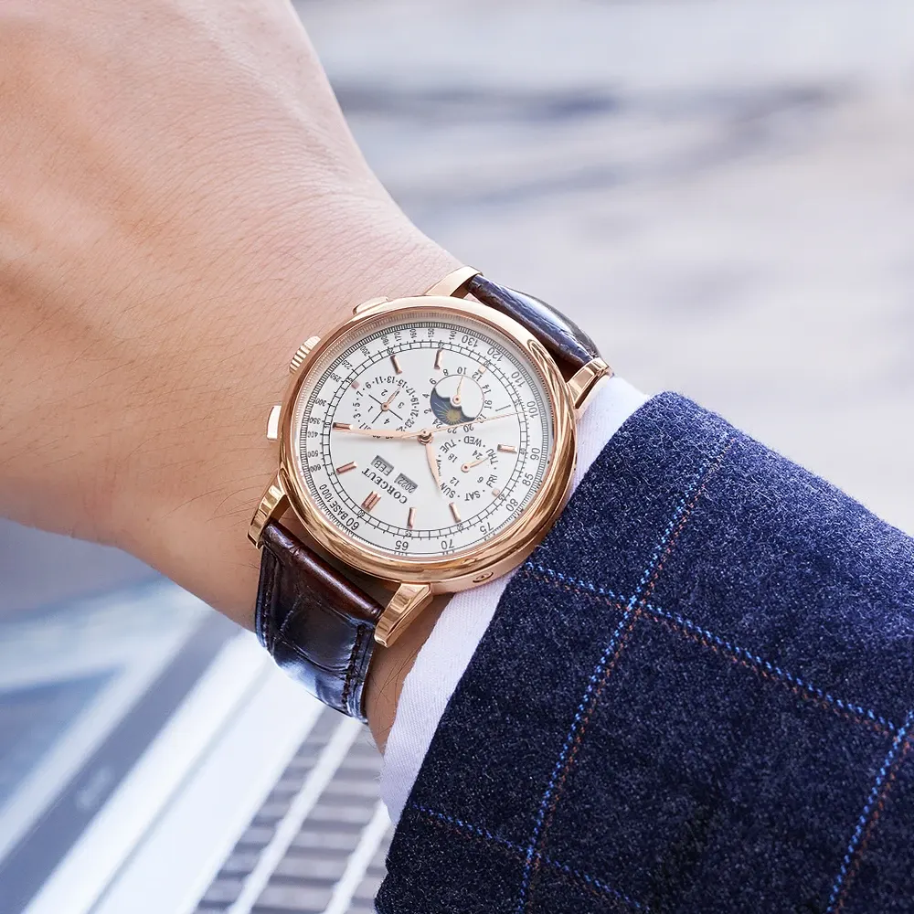 Montre Corgeut Automatique 41 mm – Argent noir