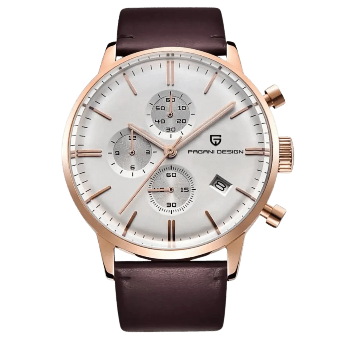 Montre Pagani Design PD-2720K Méca-quartz 42 mm – Or blanc / Cuir