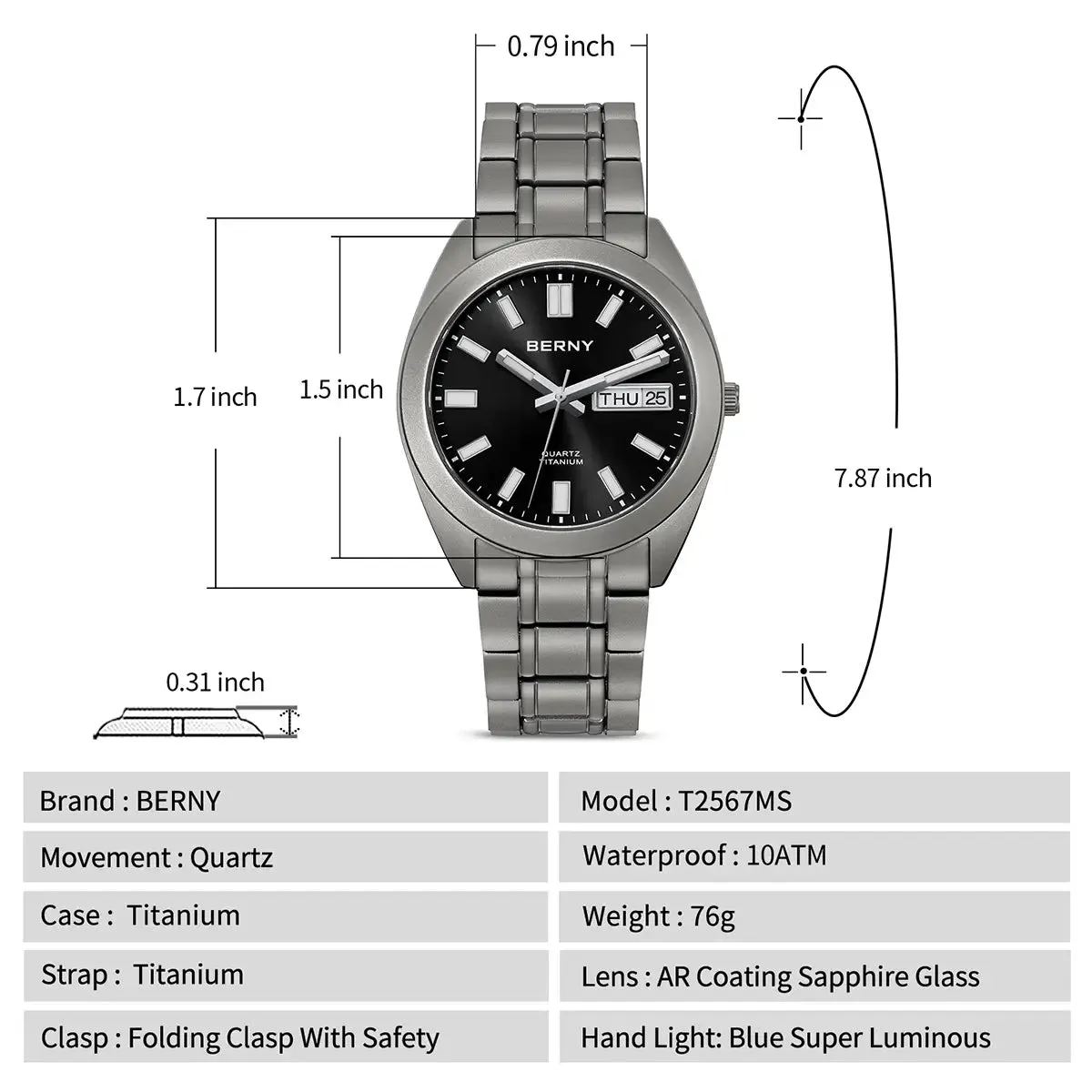 Montre Berny T2567MS – Noir