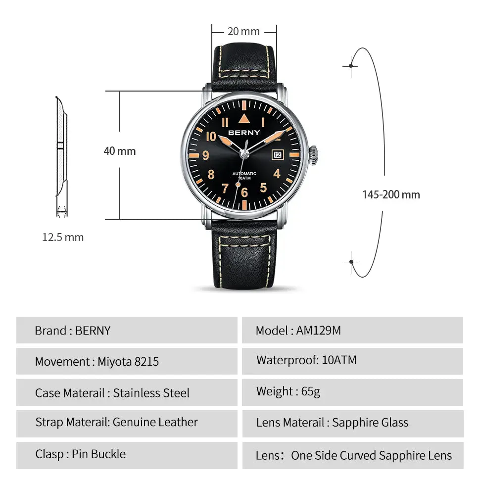 Montre Berny AM129M – Noir