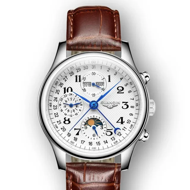 Montre Guanqin Automatique – Cuir blanc