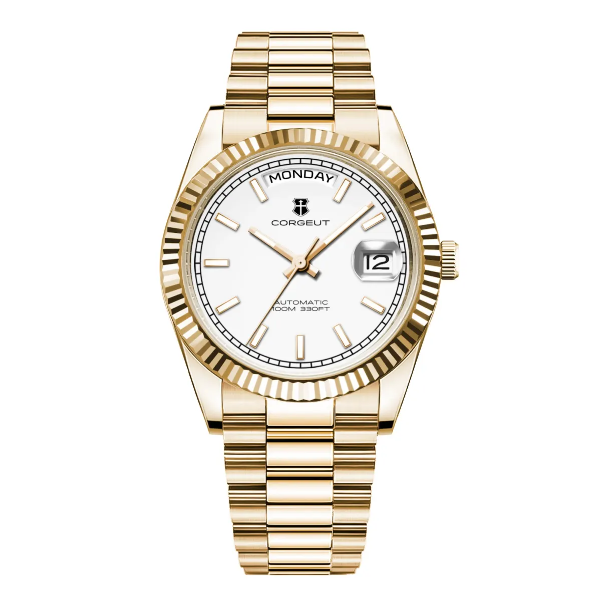 Montre Corgeut Automatique 39 mm – Doré blanc