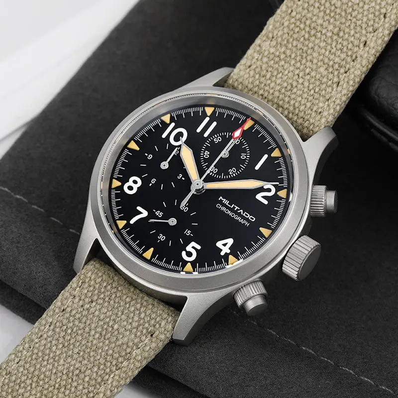 Montre Militado ML1868-2 Méca-quartz 39 mm – Noir nylon
