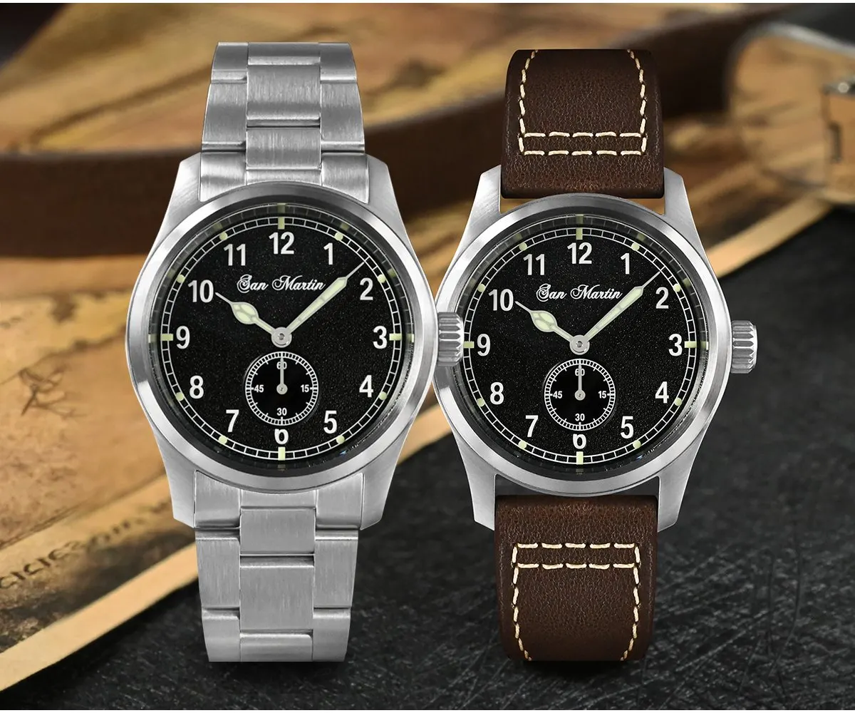 Montre San Martin 6004 Quartz 37 mm – Bracelet cuir