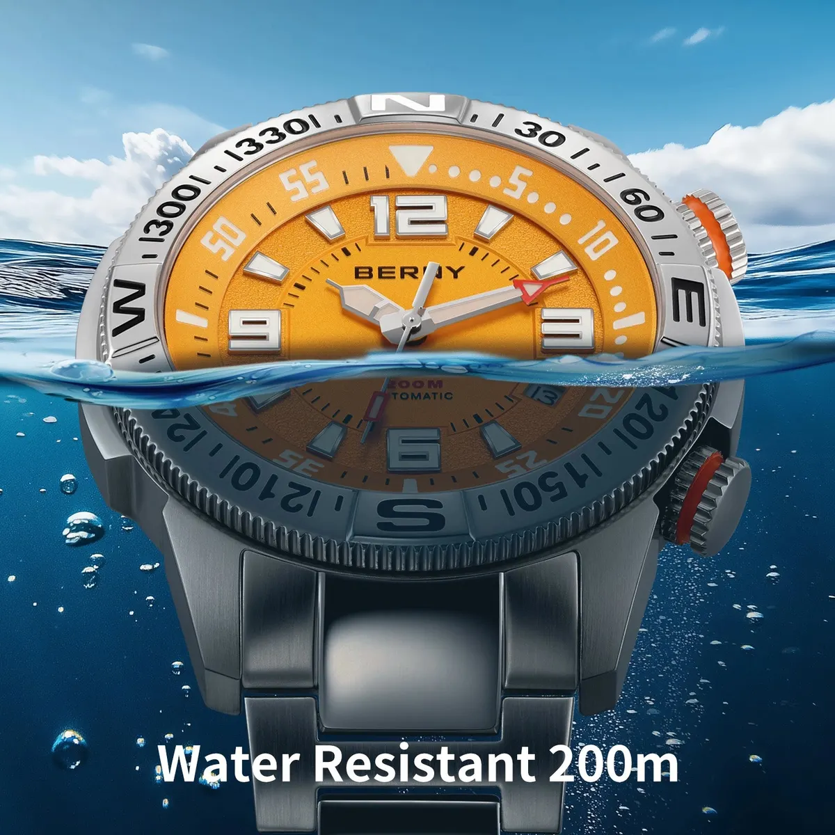 Montre Berny AM164MS – Argent / Orange