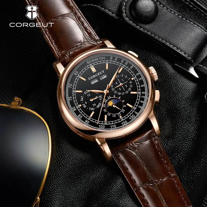 Montre Corgeut Automatique 41 mm – Argent noir