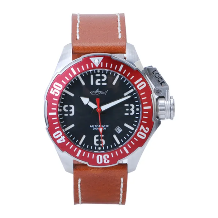 Montre Heimdallr Automatique 22 mm – Rouge / Cuir