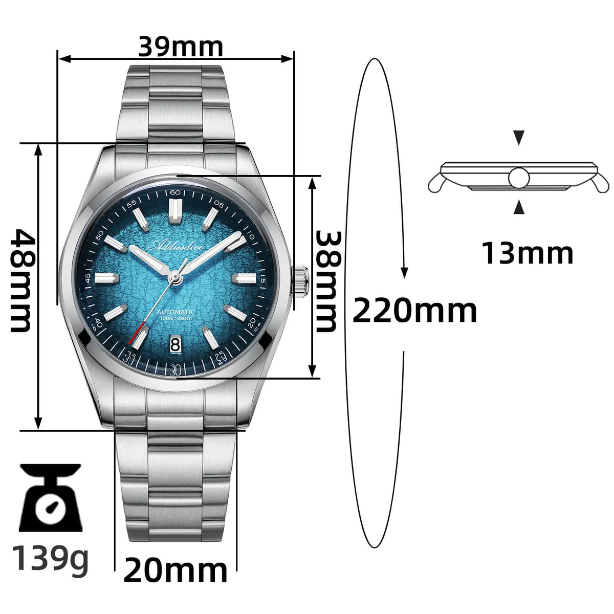 Montre Addiesdive AD2091 – Bleu / NH35