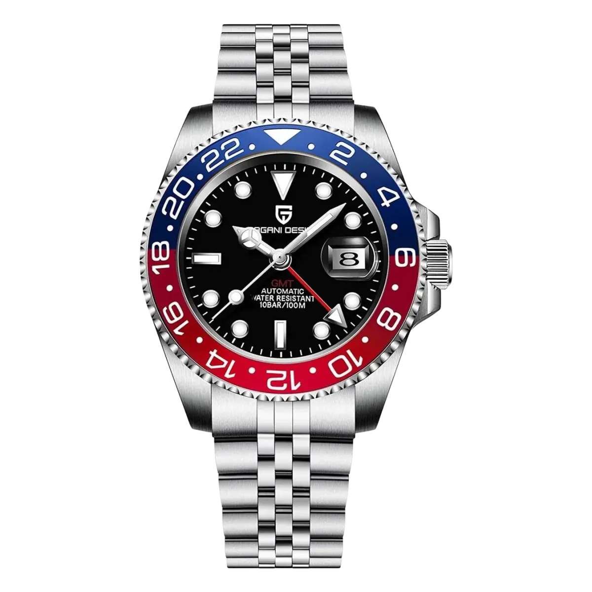 Montre Pagani Design PD-1662 Automatique 40 mm – Bleu rouge / Bracelet jubilé