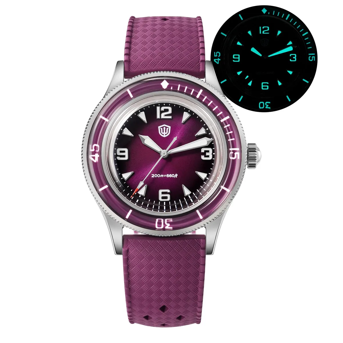 Montre Watchdives WD50Q Quartz 38 mm – Violet / Verre saphir