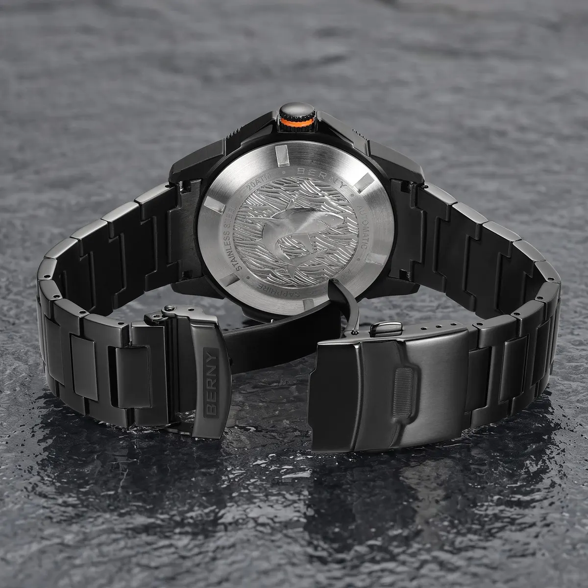 Montre Berny AM162MS-BLK – Orange / Acier inoxydable
