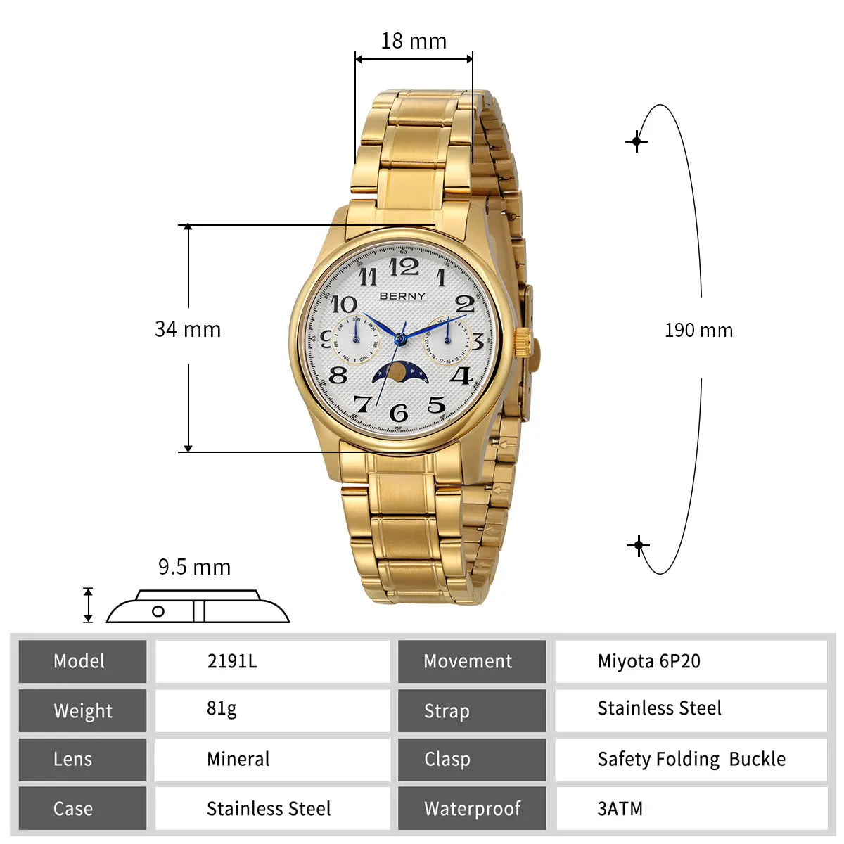 Montre Berny 2191L – Or
