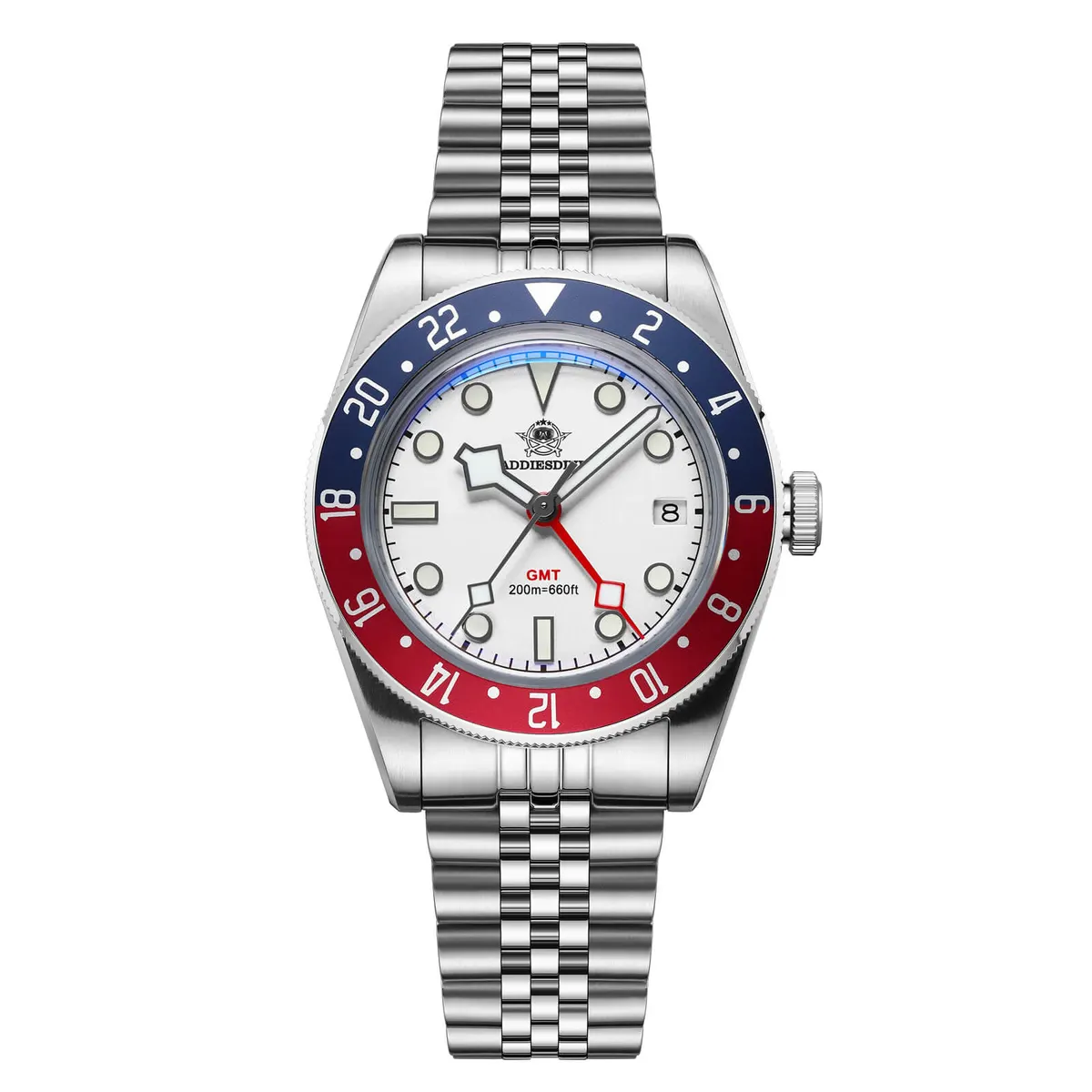 Montre Addiesdive BB58 Quartz 39 mm – Blanc / Bracelet acier