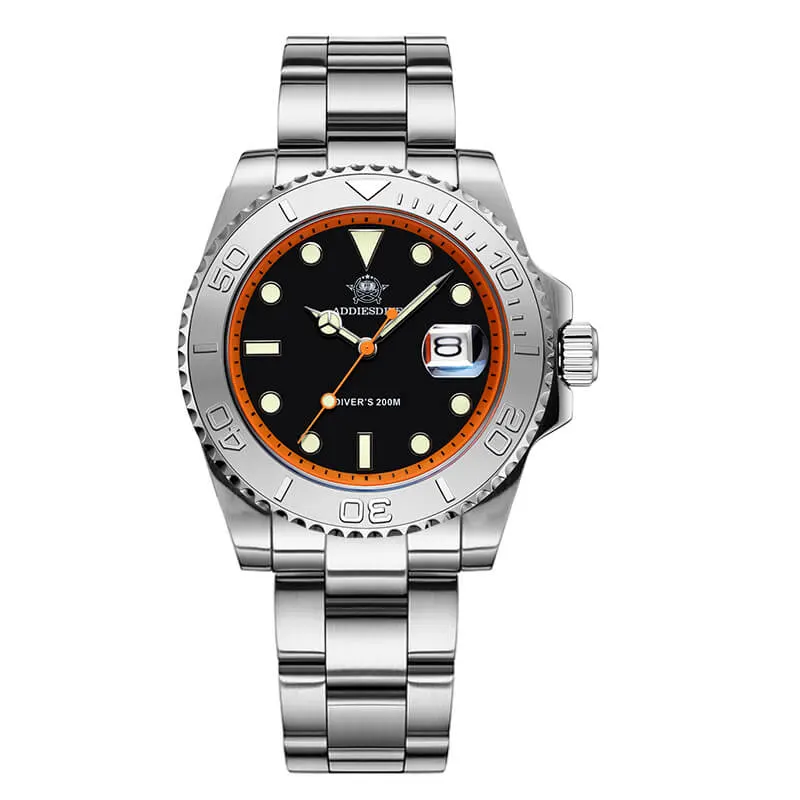 Montre Addiesdive AD2040 Quartz 41 mm – Orange / Argent / Bracelet acier
