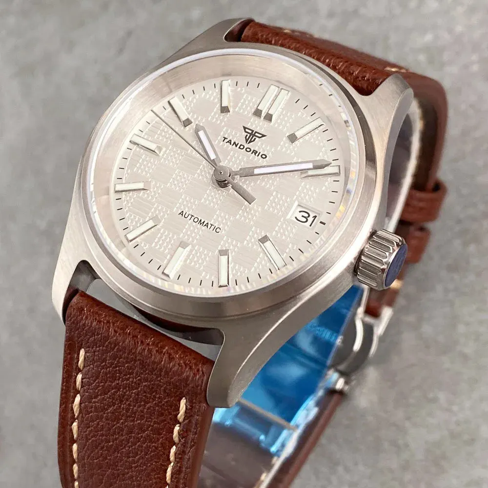 Montre Tandorio TD129 Automatique 36 mm – Blanc · Cuir