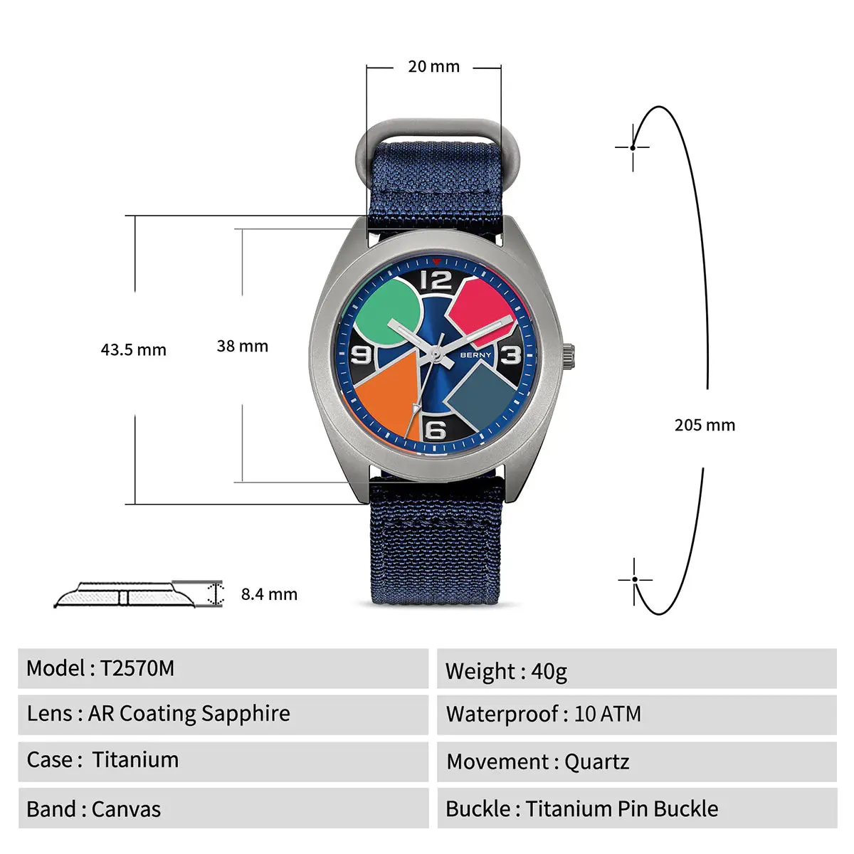 Montre Berny T2570M – Bleu