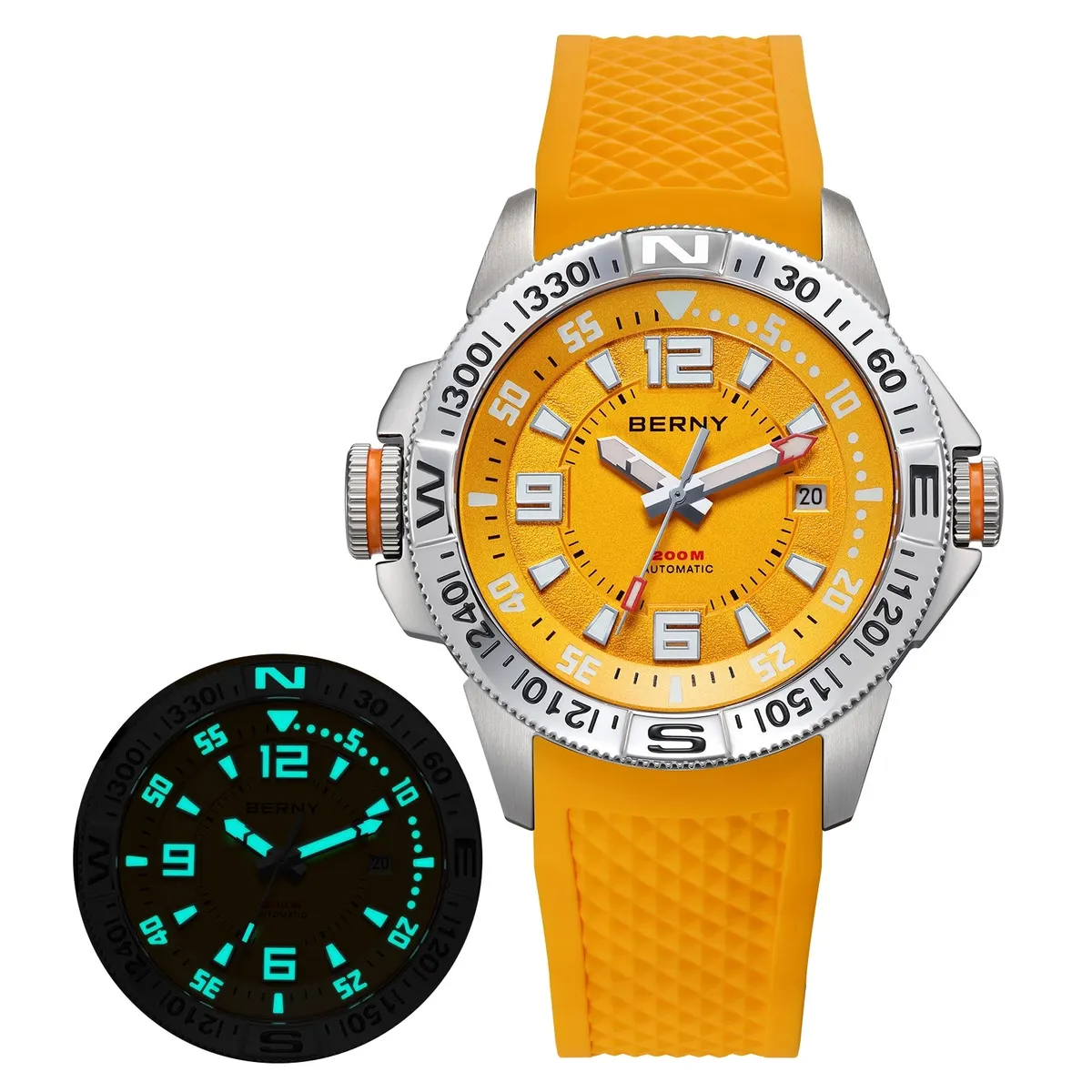 Montre Berny AM162M Automatique – Argent / Jaune