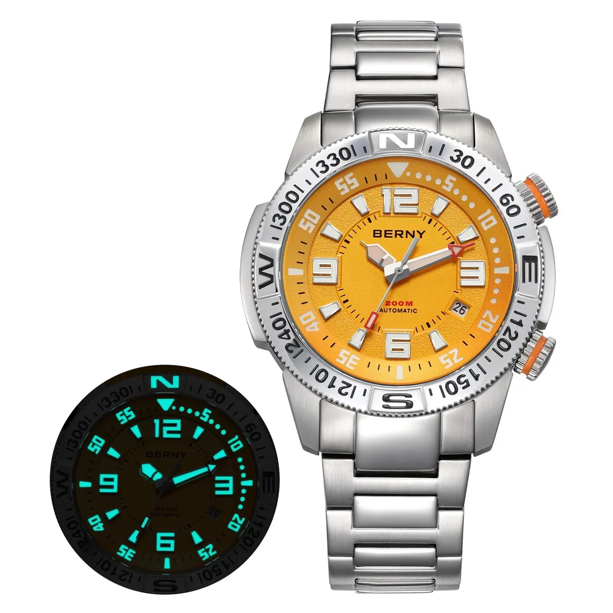 Montre Berny AM164MS Automatique – Argent / Orange