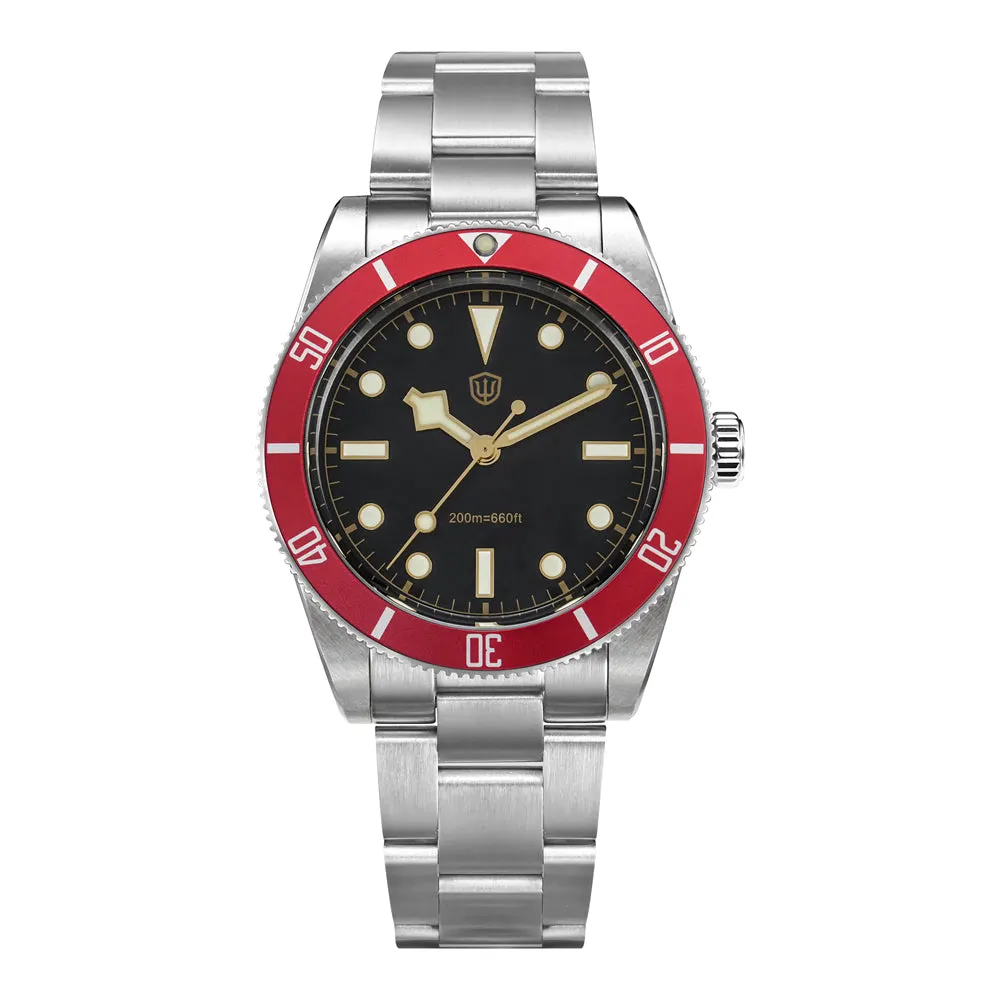 Montre Watchdives WD7922 Quartz 37 mm – Cadran noir · Lunette rouge