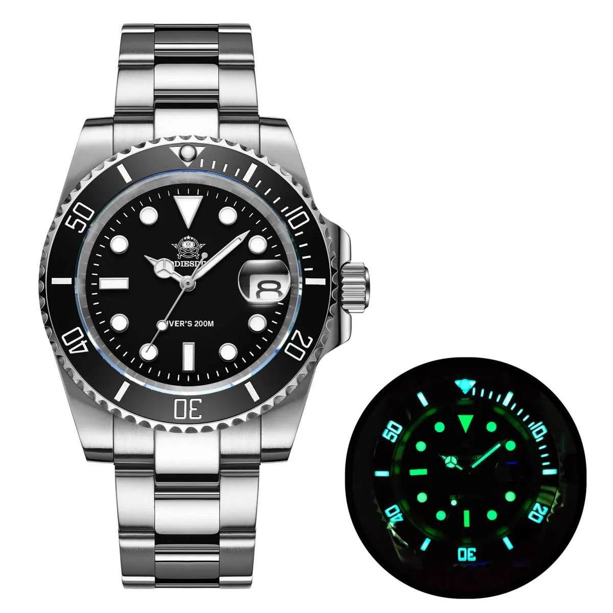 Montre Addiesdive Quartz 41 mm – Noir / Bracelet acier