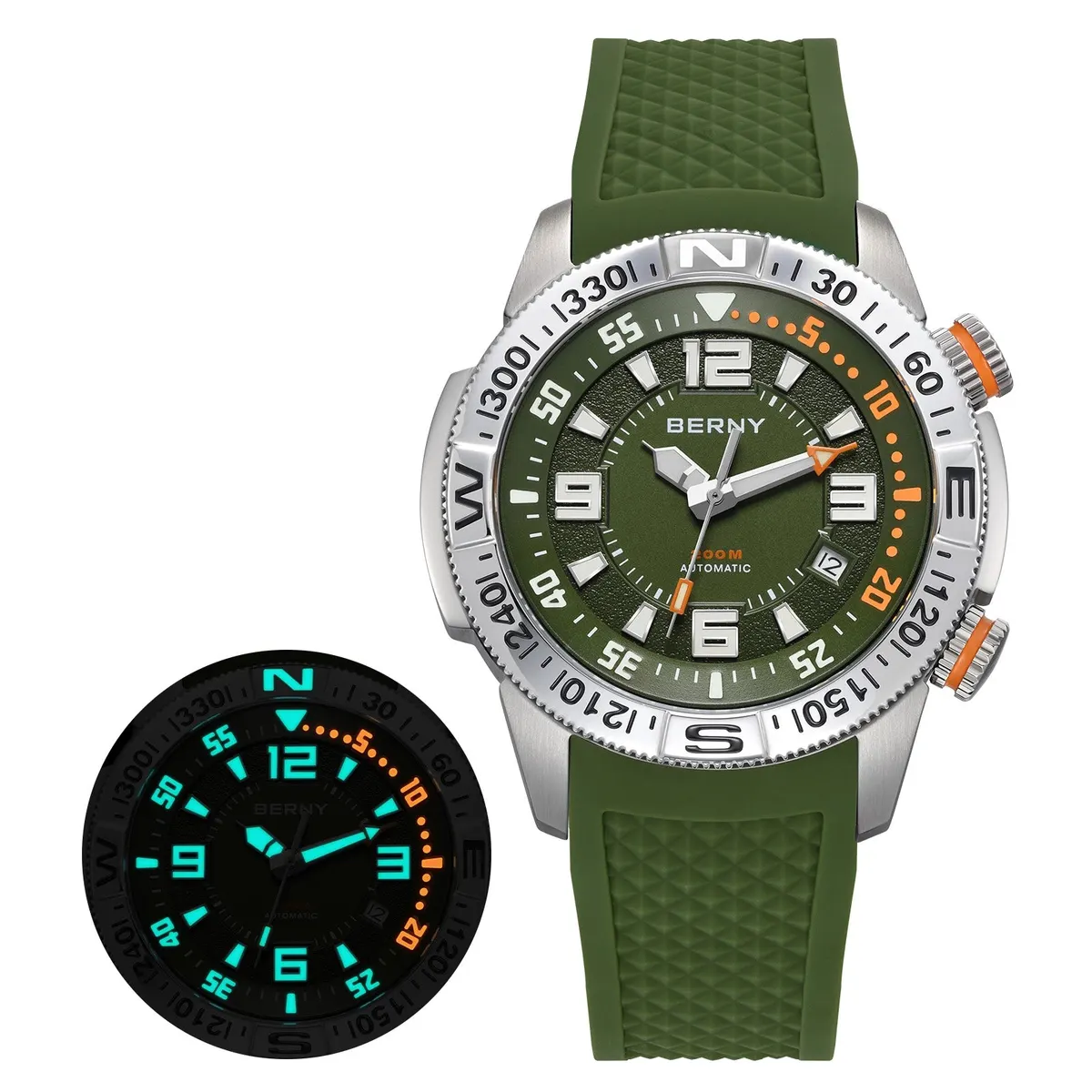 Montre Berny AM164M Automatique – Argent / Vert