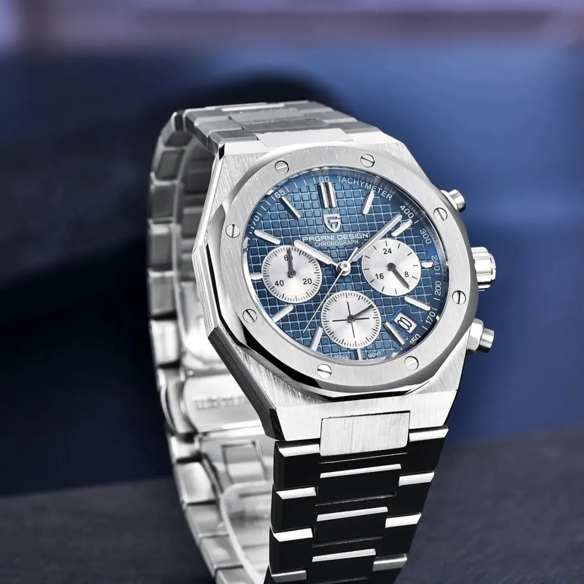 Montre Pagani Design Méca-quartz 40 mm – Bleu / Acier