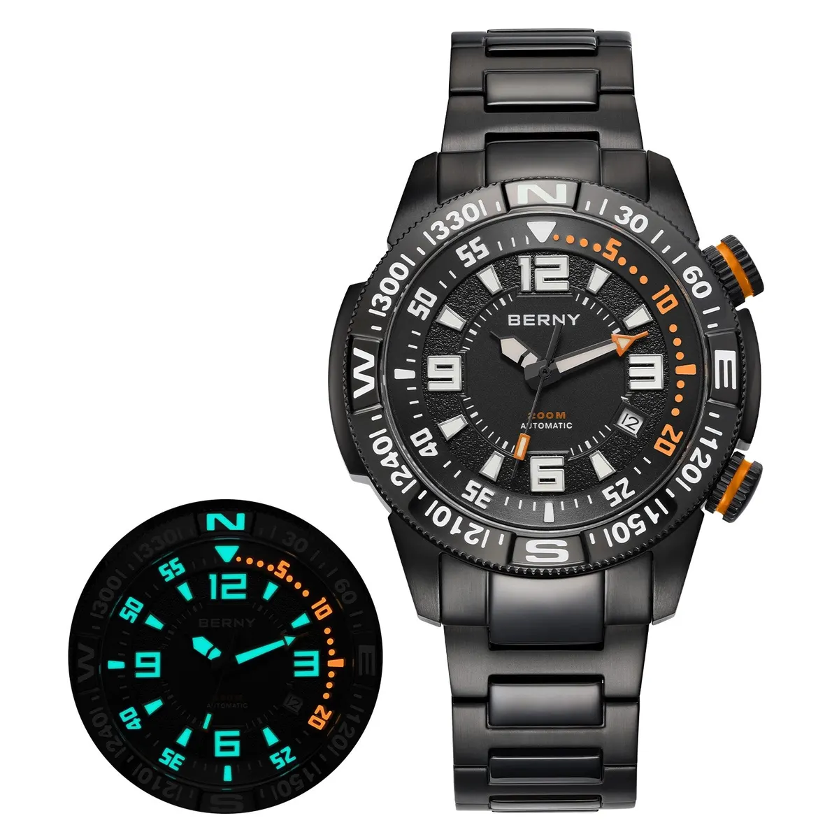 Montre Berny AM164MS-BLK Automatique – Noir / Acier inoxydable