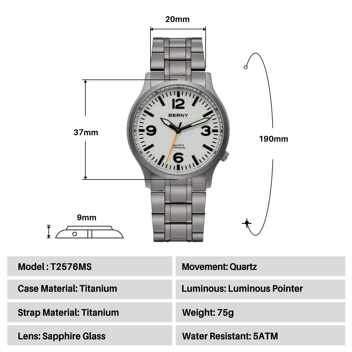 Montre Berny T2576MS – Blanc
