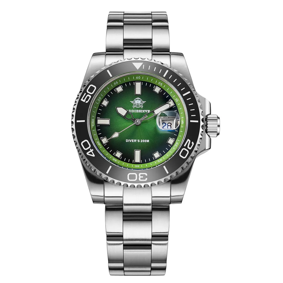Montre Addiesdive AD2089 Quartz 41 mm – Vert / Bracelet acier