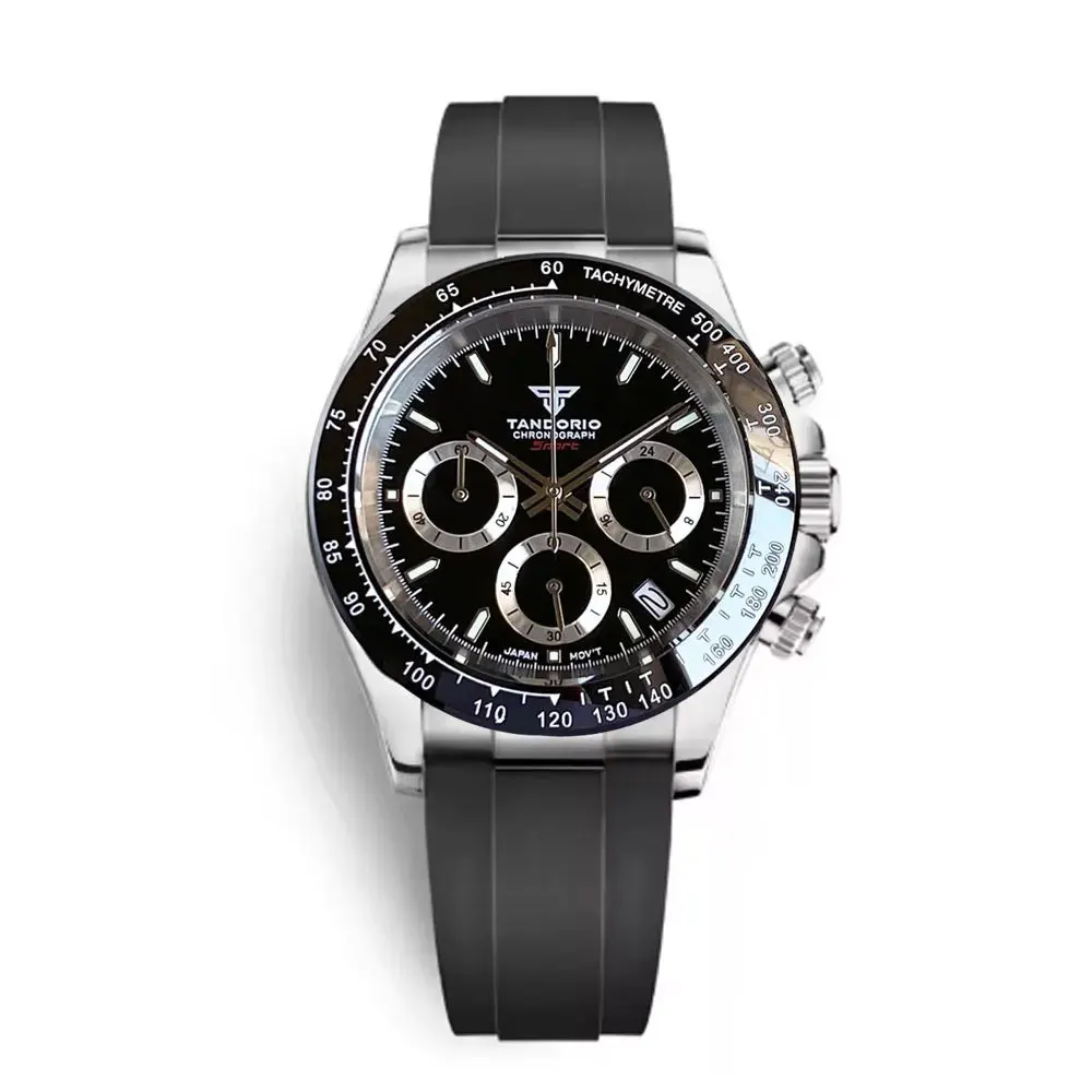 Montre Tandorio TD401 Méca-quartz 39 mm – Noir caoutchouc