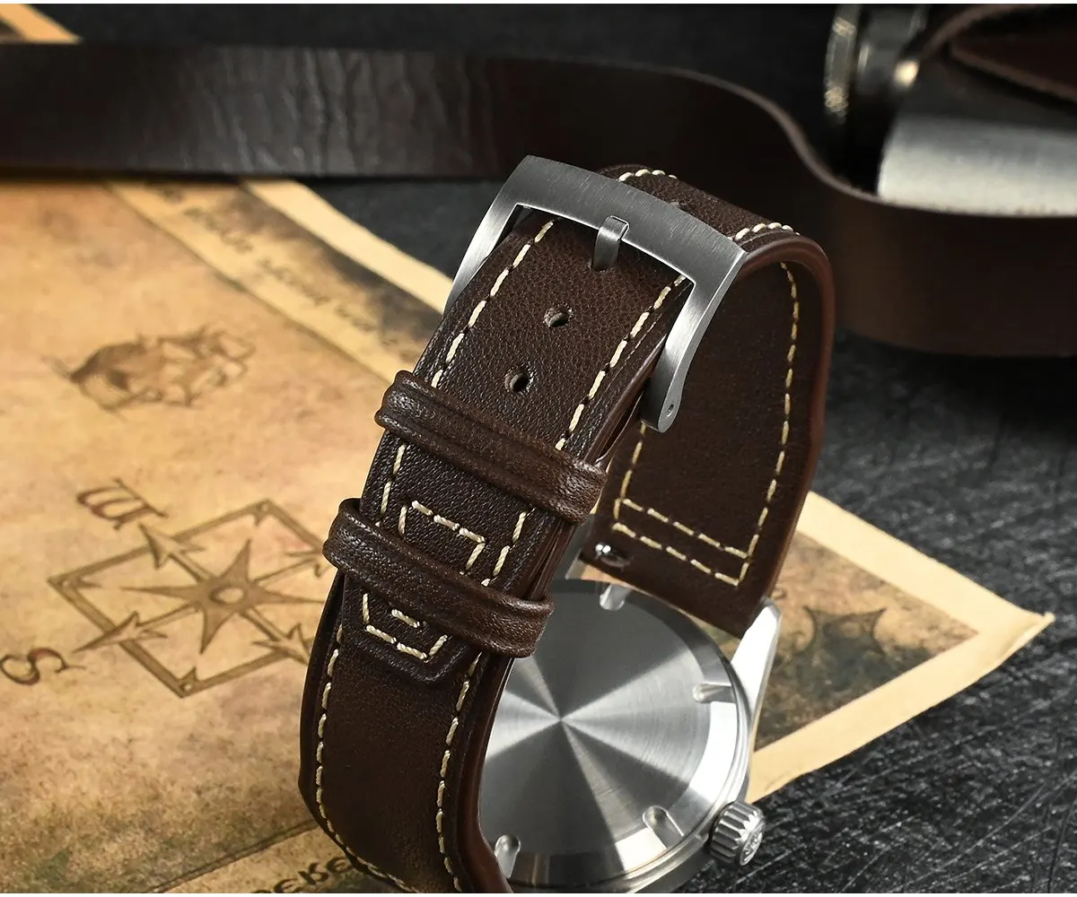 Montre San Martin 6004 Quartz 37 mm – Bracelet cuir