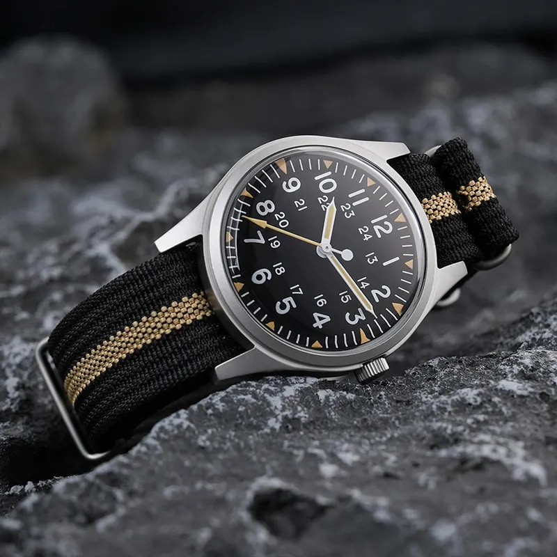 Montre Militado ML07 Quartz 36 mm – Noir / Verre saphir