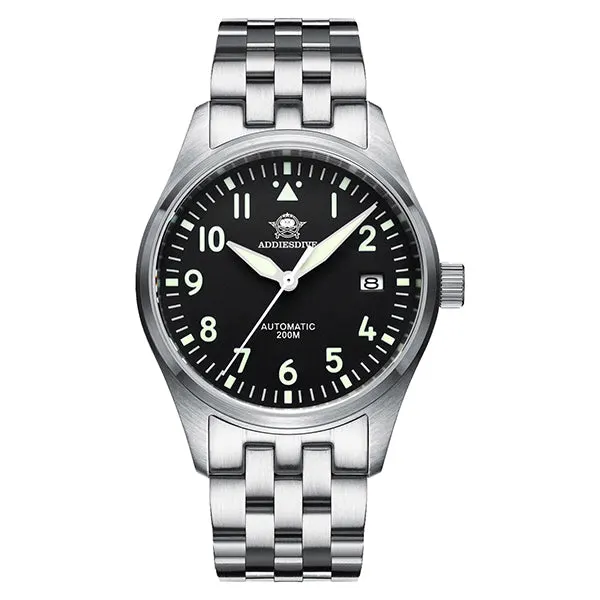 Montre Addiesdive Automatique 39 mm – Noir / Bracelet acier / NH35