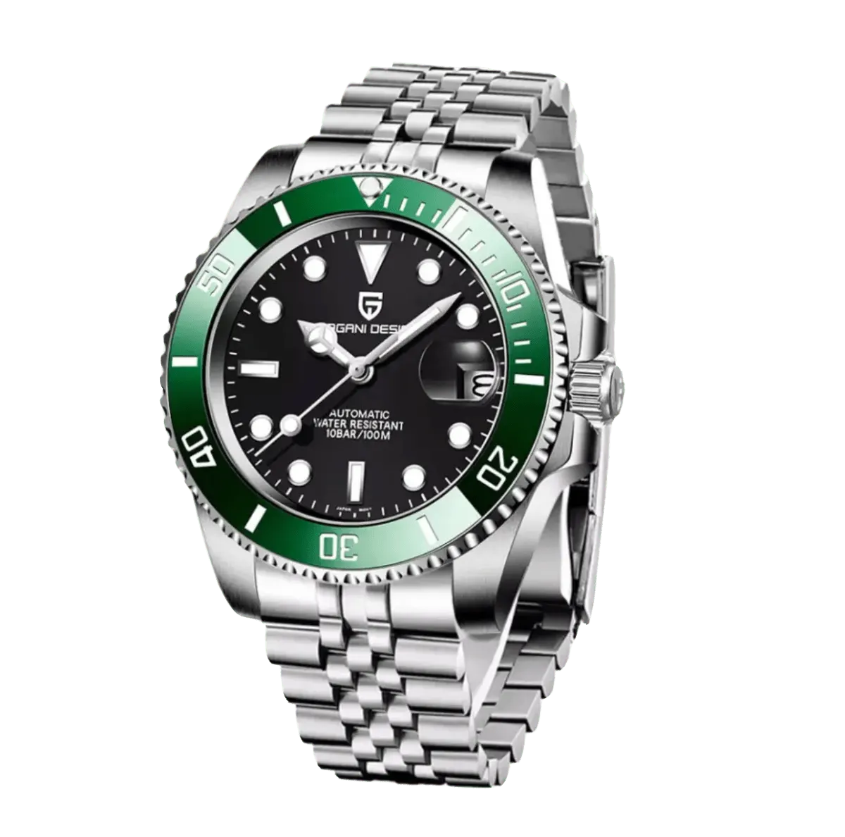 Montre Pagani Design PD-1661 Automatique 40 mm – Noir vert / Bracelet jubilé
