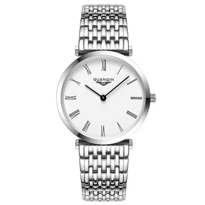 Montre Guanqin Quartz – Argent blanc chiffres romains
