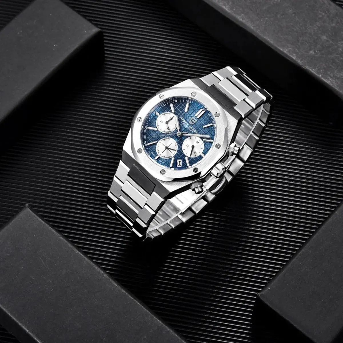 Montre Pagani Design Méca-quartz 40 mm – Bleu / Acier