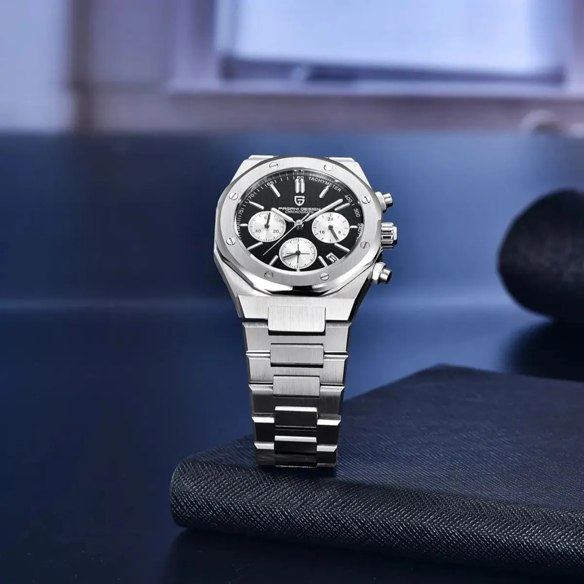 Montre Pagani Design Méca-quartz 40 mm – Bleu / Acier