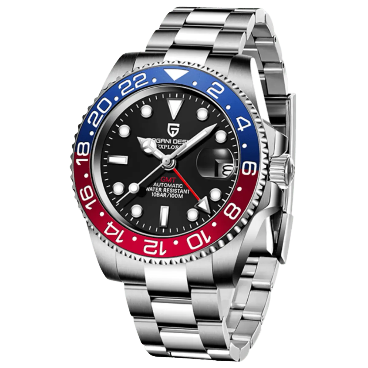 Montre Pagani Design PD-1662 Automatique 40 mm – Bleu rouge / Bracelet Oyster