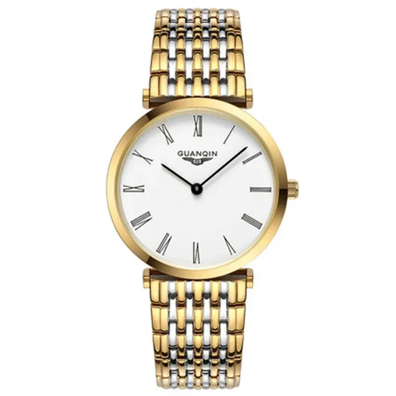 Montre Guanqin Quartz – Or blanc chiffres romains