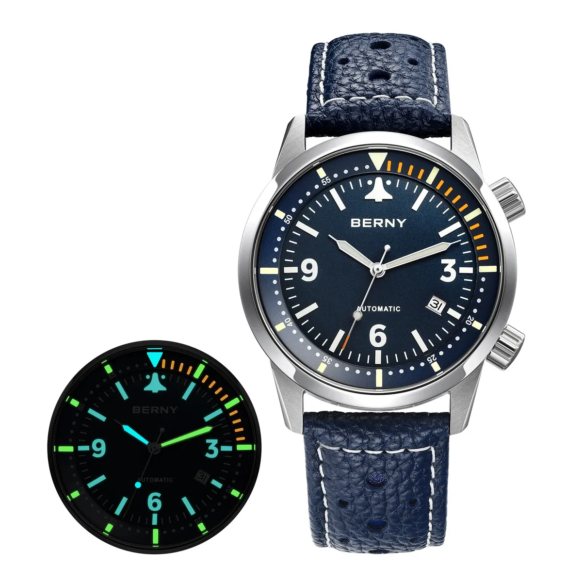 Montre Berny AM169M Automatique – Argent / Bleu