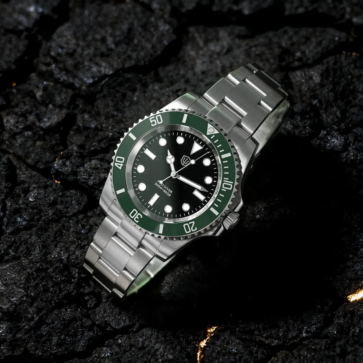 Montre Watchdives WD1680Q Quartz 39 mm – Lunette verte