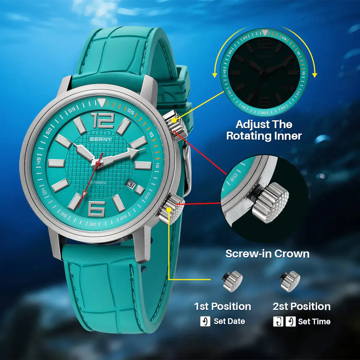 Montre Berny AM181M – Vert / Vert