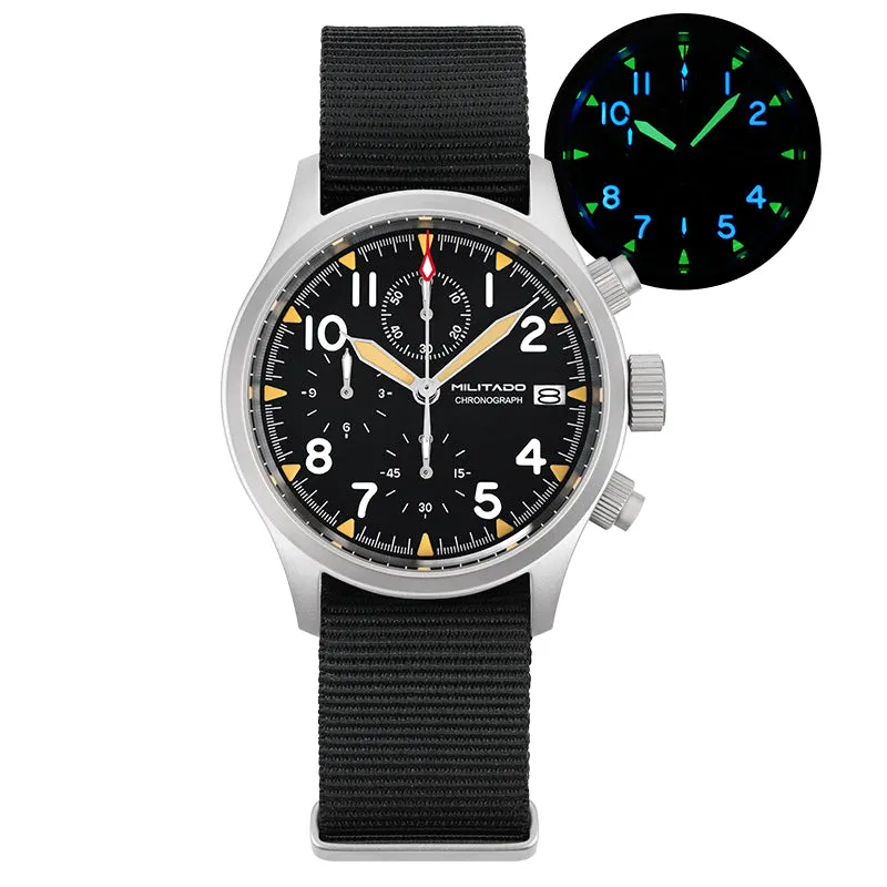 Montre Militado ML1868-2 Méca-quartz 39 mm – Noir nylon